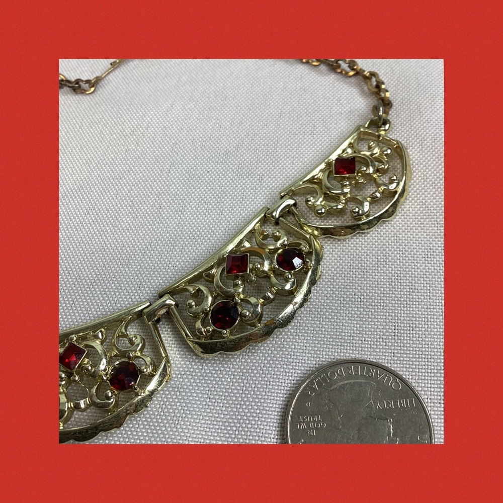 Elegant Gold And Red Necklace - image 4